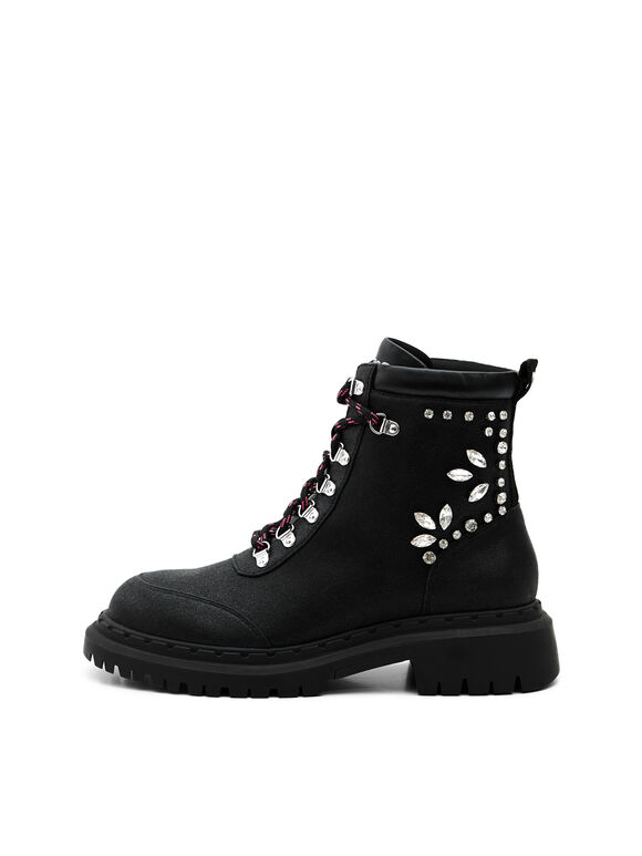 Lace-up boots with crystals